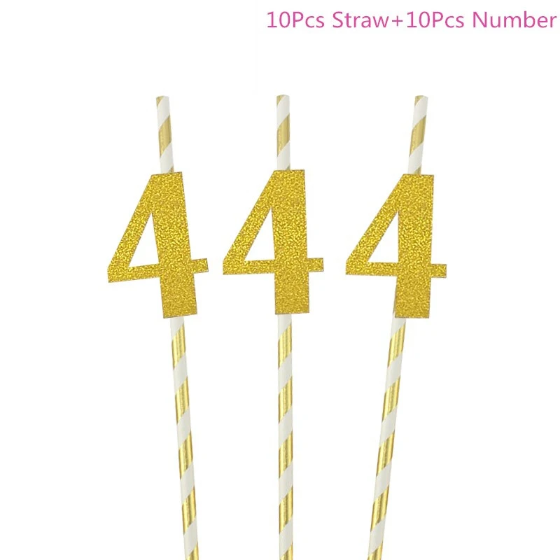 10Pcs Chicinlife 4th Happy Birhday Декор номер Синий Розовый 4 фольги шар корона шляпа дети мальчик девочка 4 года День рождения принадлежности - Цвет: 10Pcs