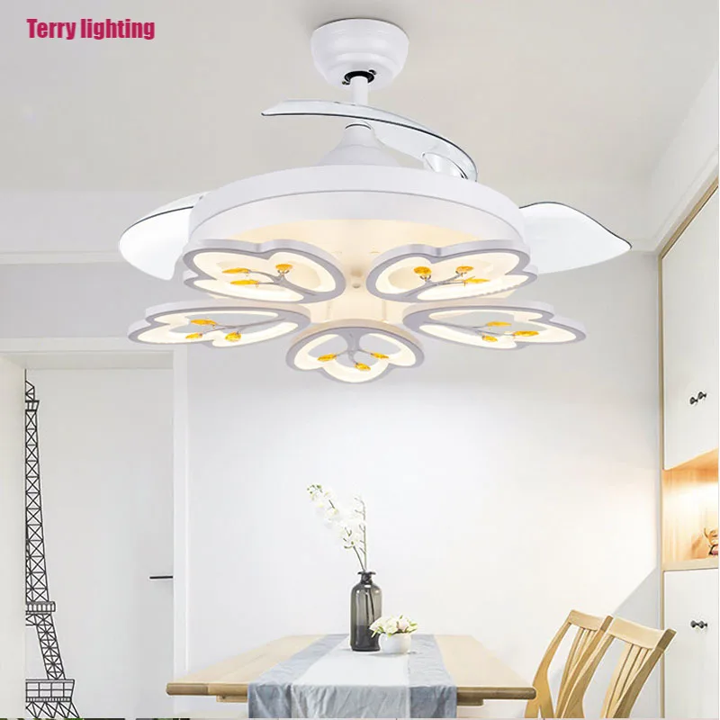

Simple LED ceiling lamp living room chandelier with fan northern Europe restaurant fan invisible lamp free shipping