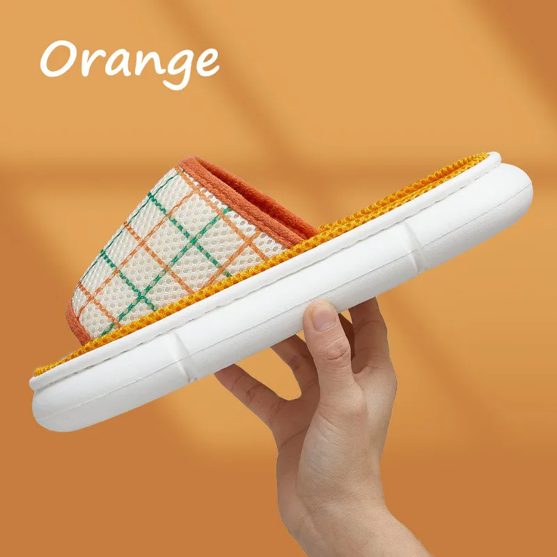 

Women Slipper Mesh cloth Indoor Platform Casual Shoes Soft EVA Non-slip Summer Shoes claquette femme Plaid Slides Men Sandals