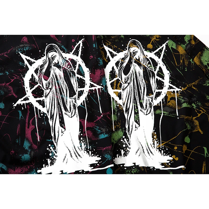 Футболка в стиле Харадзюку с принтом виде молитвы граффити лето 2020 свободная