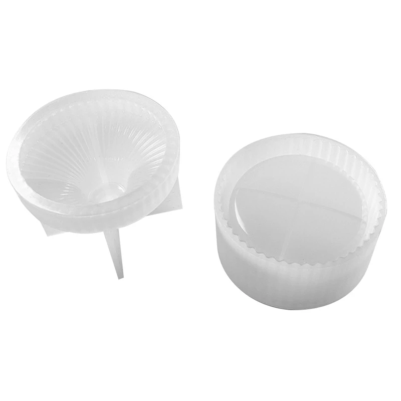 

DIY Crystal Epoxy Storage Box Mould, Table Jewelry Round Striped Storage Box Silicone Mould