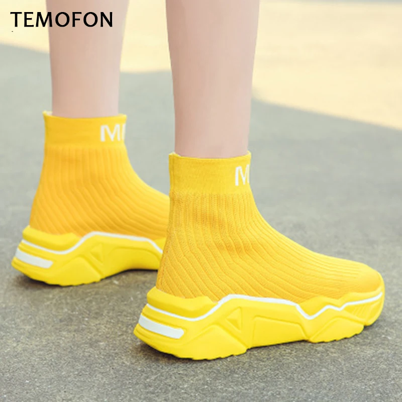 Женские эластичные ботинки-носки на платформе | Обувь