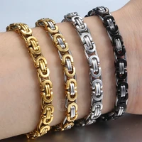 7911mm mens bracelet stainless steel byzantine link chain gold color black bracelets male jewelry 7 11 kbb1