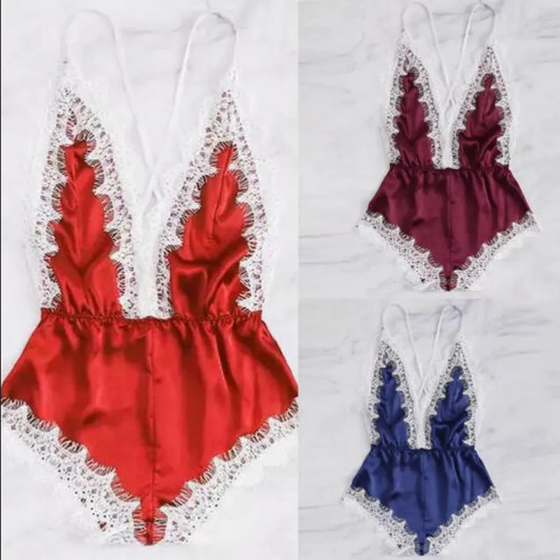 Женское боди ночное белье сексуальное нижнее кружевная открытая спина на