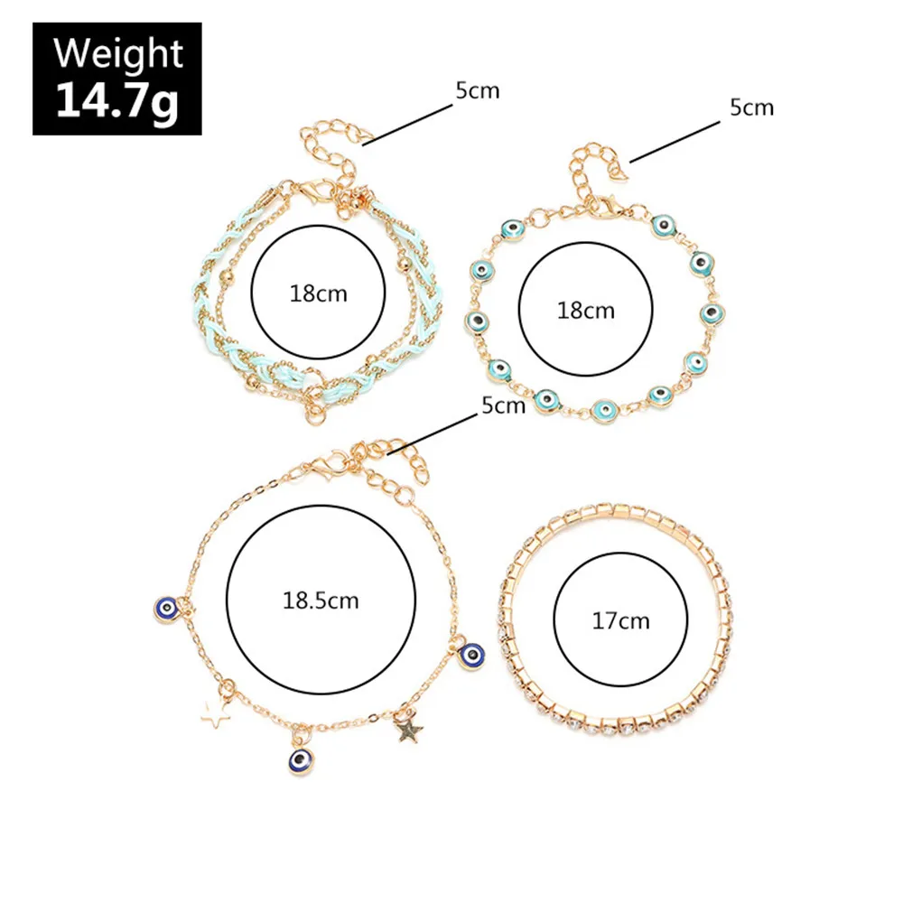 MLING 4 шт./компл. Винтажный Золотой сплав бисер кристаллы браслет набор богемный