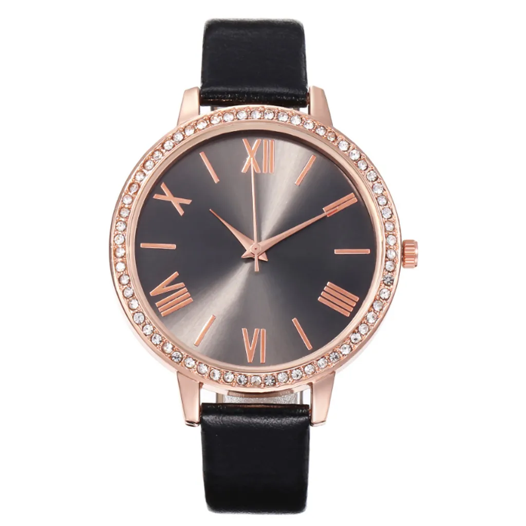 Модные повседневные женские часы с ремешком и бриллиантами римская шкала