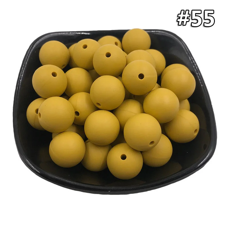 5PCS Beads 55 5 шт. Детские Силиконовые Прорезыватели 19 мм Пищевой бисер без БФА, силиконовый Прорезыватель для зубов DIY ювелирные изделия ожерелье аксессуары для кормления игрушки - Цвет: 5PCS Beads 55