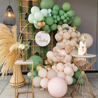 mori retro color bean paste green balloon set olive green balloon set birthday party decoration