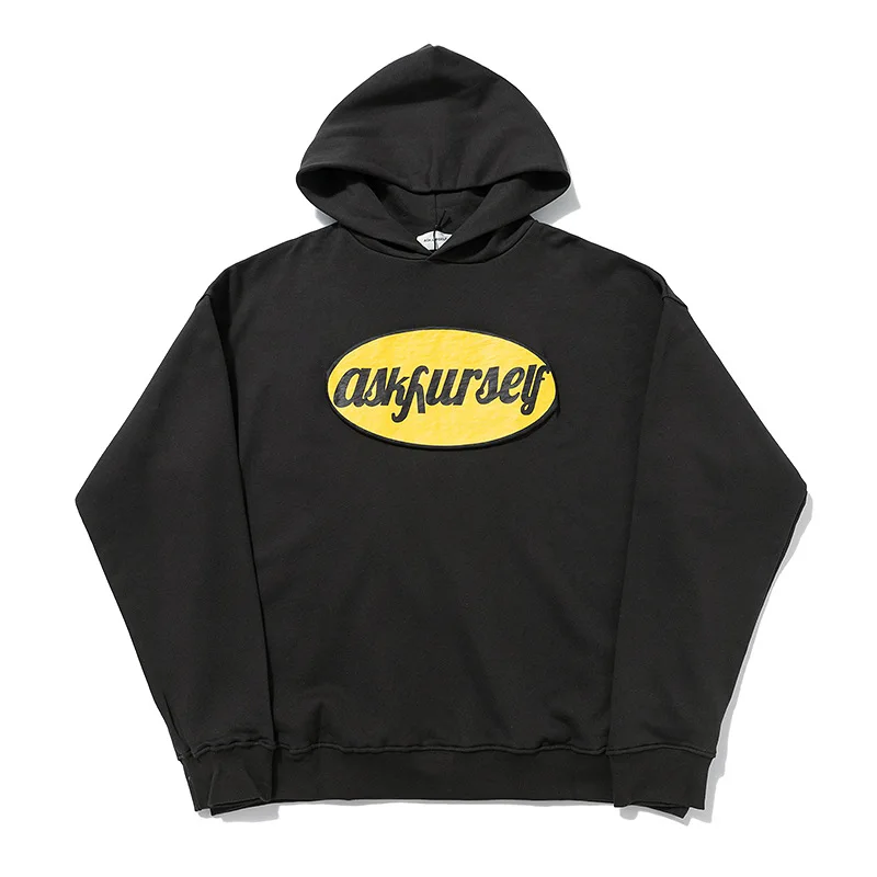 

Askyurself Letter Logo Foam Print Vintage Oversized Hoodie Men's Hoodies Women's Sweatshirt Men's Clothing Hooded Sweatshirts