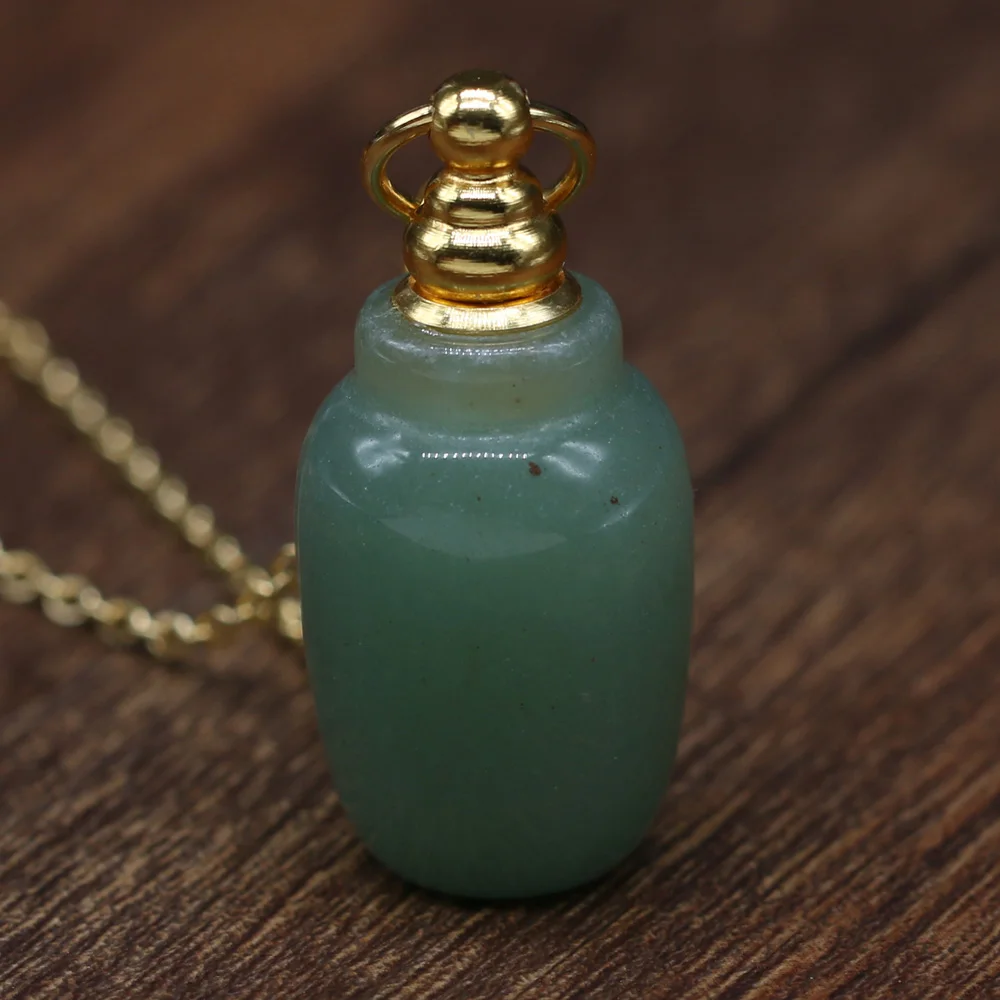 

Natural Stone Pendants Perfume Bottle Necklace Rose Crystal Stone Necklace Good Quality Necklace Jewelry Girl Gift
