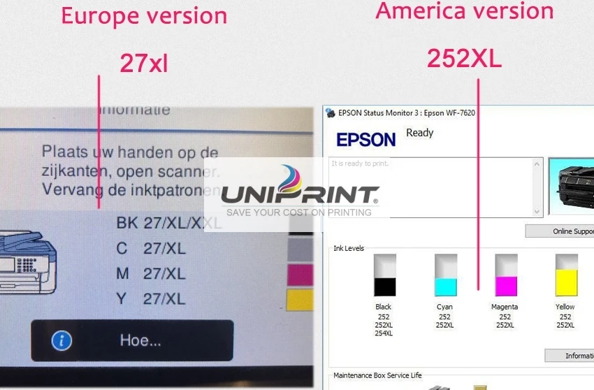 252xl СНПЧ картридж с чернилами для принтера Epson WF-3620 WF-3640 WF-7610 WF-7620 WF-7110 wf-7720 wf-7710 WF-7210 WF-7725 T2521 микросхема автоматического сброса