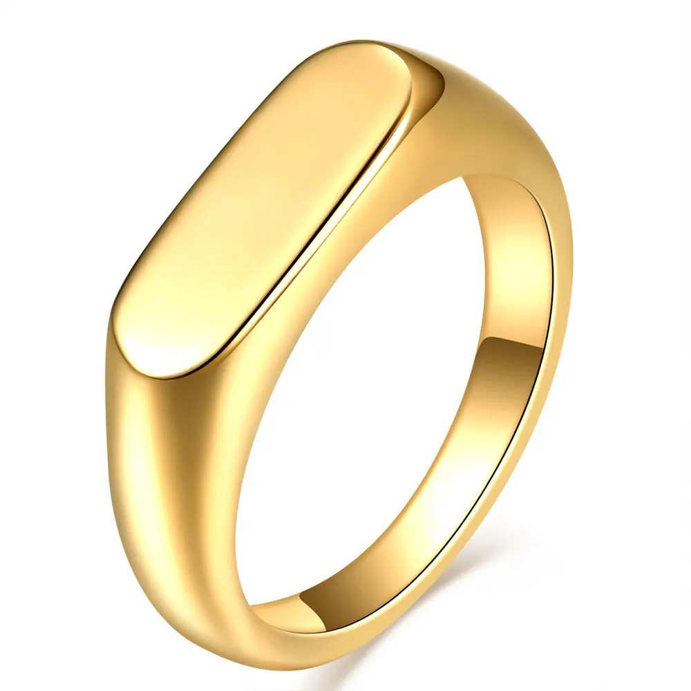 

VIMIO 2021 New INS Trendy 18K Vacuum Plating Stainless Steel Strip Ring Smooth Surface Titanium Steel Ring Jewelry Accessories