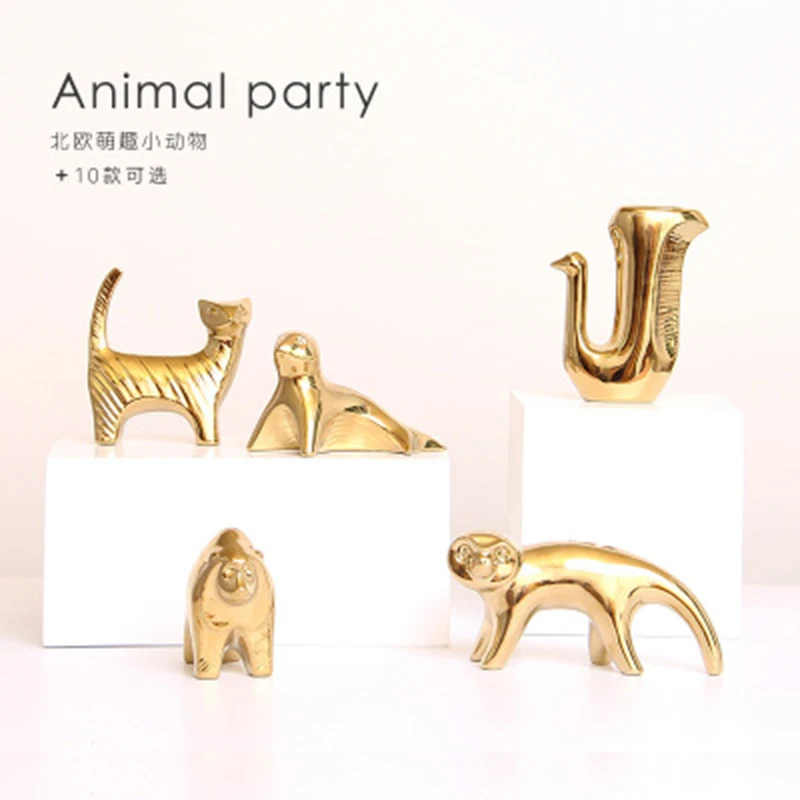 

ZOCDOU 1 Pieces Golden Abstract Cute Animal Modern Minimalist Living Room Wine Cabin Home Soft Decoration Desktop Decoration