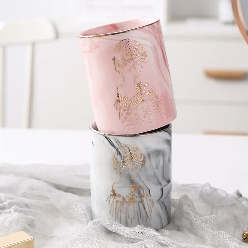 INS мраморная керамическая банка для хранения кистей макияжа ручка нож вилка