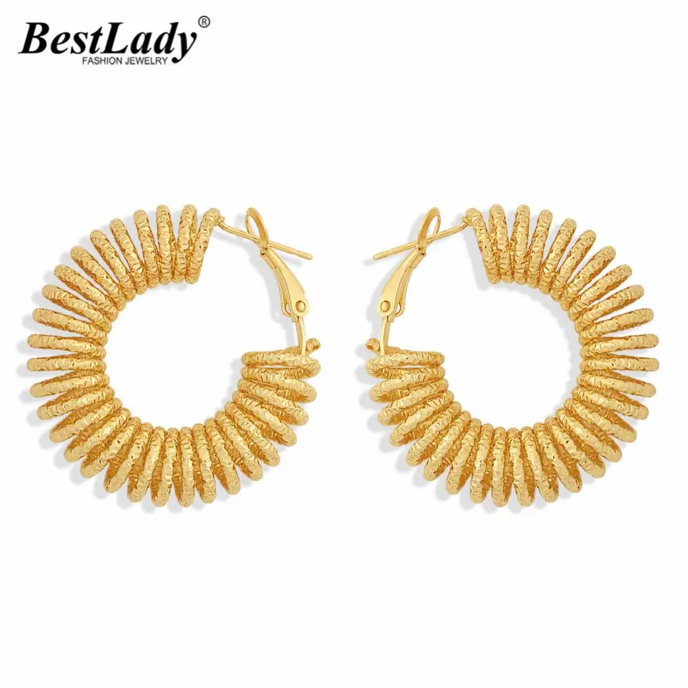 

Женские винтажные круглые серьги-гвоздики Best Lady, Модные металлические подвесные серьги Макси золотого цвета в стиле хип-хоп, ювелирные изде...