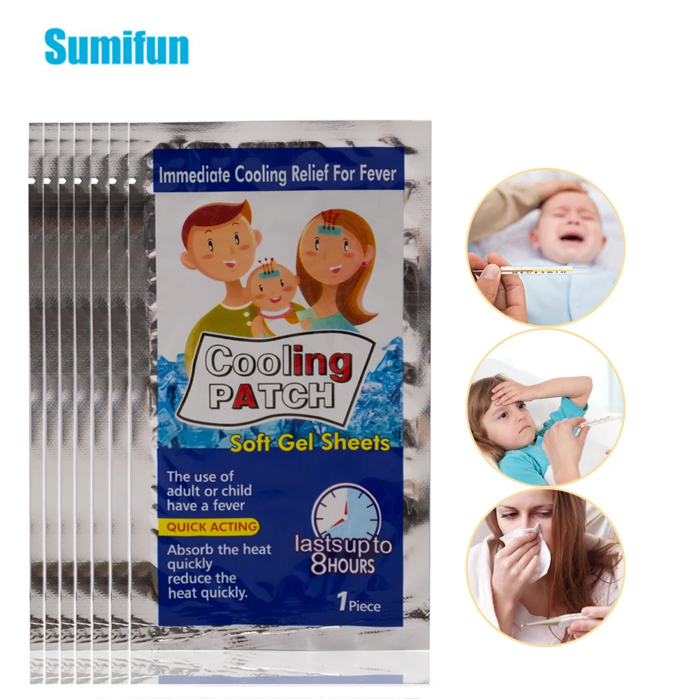 

Sumifun 7/15Bags Lower Temperature Medical Cooling Patch Baby Fever Down Plaster Migraine Headache Pad Ice Gel Polymer Hydrogel