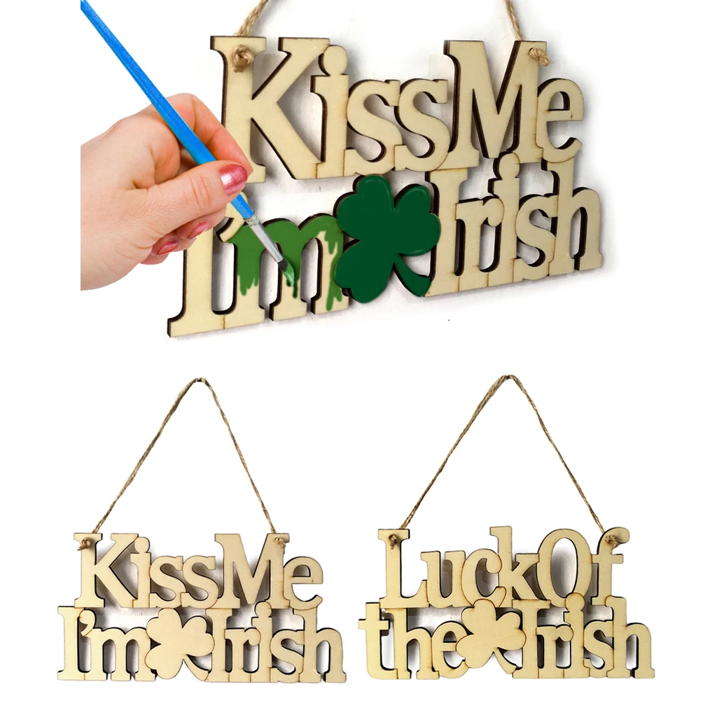 

Wooden Irish 's Day Plaque DIY Paintable Stained Ornament 20x10.4cm