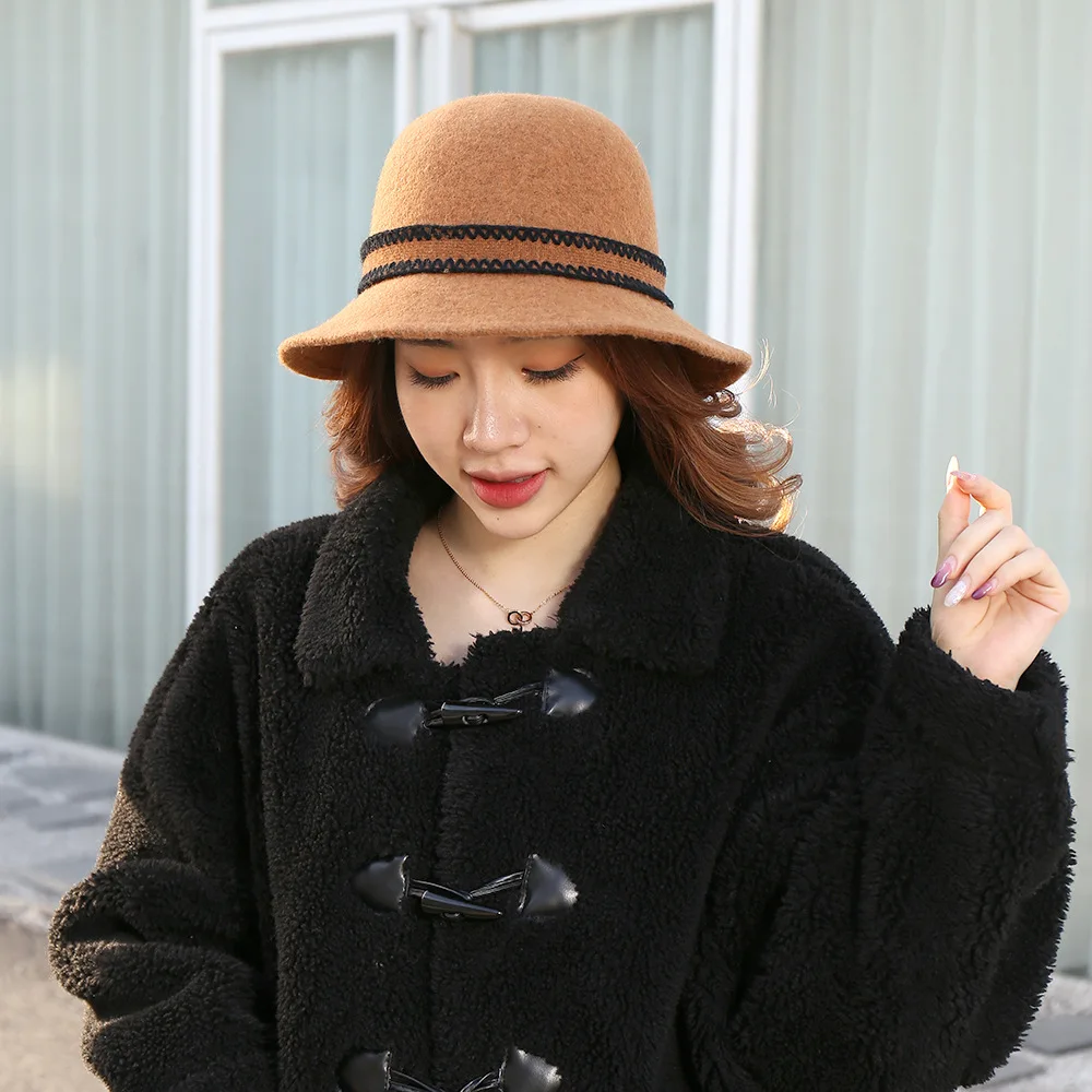 

Restoring Ancient ways, Japan And South Korea 2022 Season Big Basin Hat Pure Wool Joker Bowknot Brim Hat Female Sunshade Fisherm