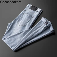 new make you comfortable in a mess summer jeans mens thin washed cotton elastic slim long pants jeans men