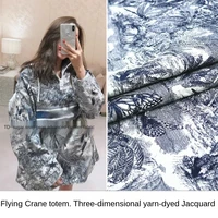 elegant flying crane totem three dimensional yarn dyed jacquard fabric sewing fabric factory shop is not out of stock