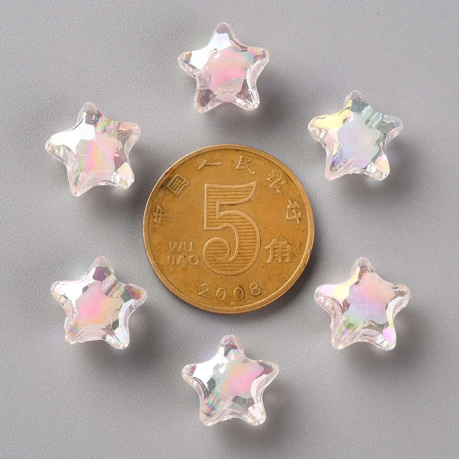 

500g Transparent Acrylic Star Beads AB Color Bead in Bead Faceted, 10.5x11x7mm, Hole: 2mm, about 1280pcs