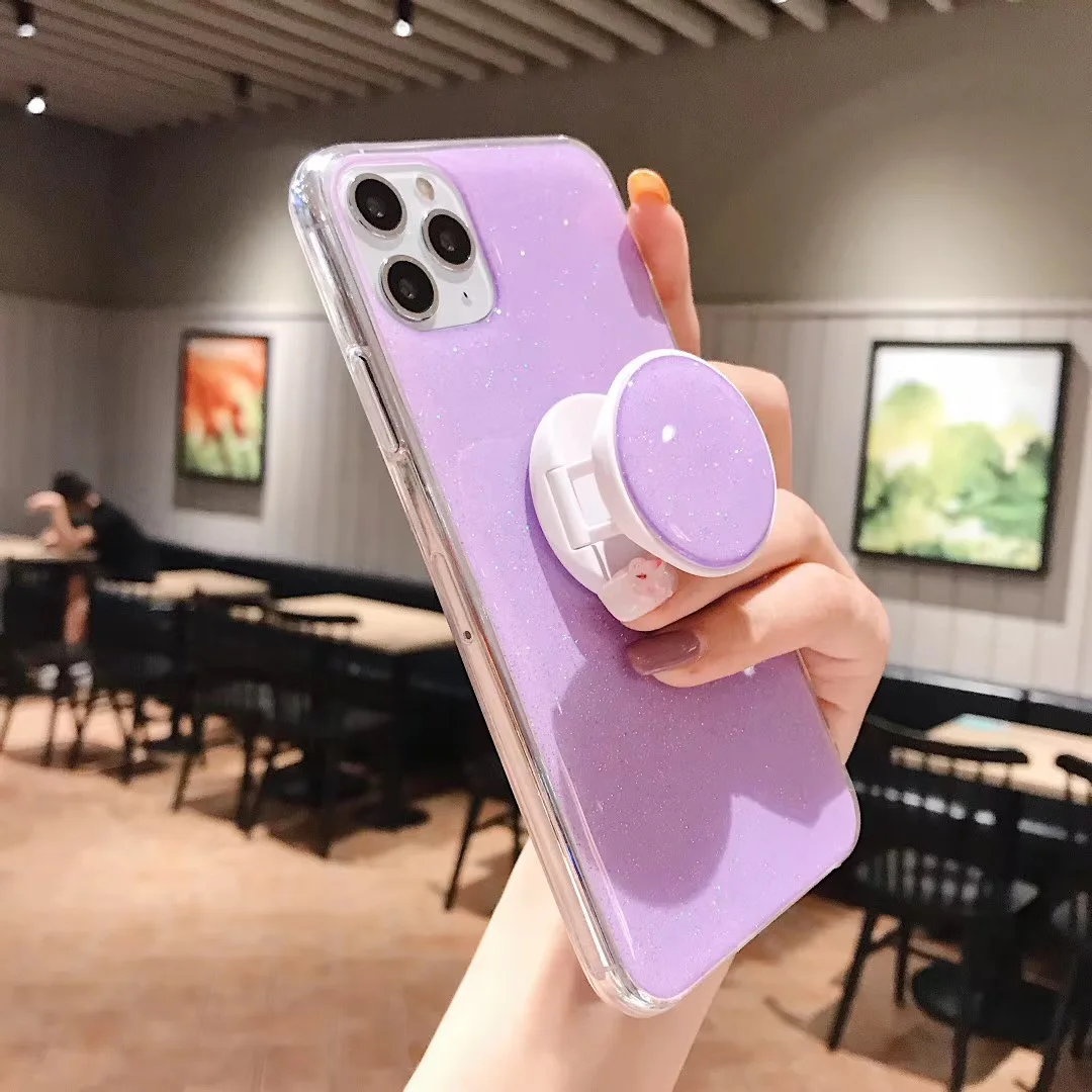 glitter candy color dot stand holder phone case for iphone 11 pro xr x xs max 6s 7 8 plus se 2020 soft tpu silicone case free global shipping