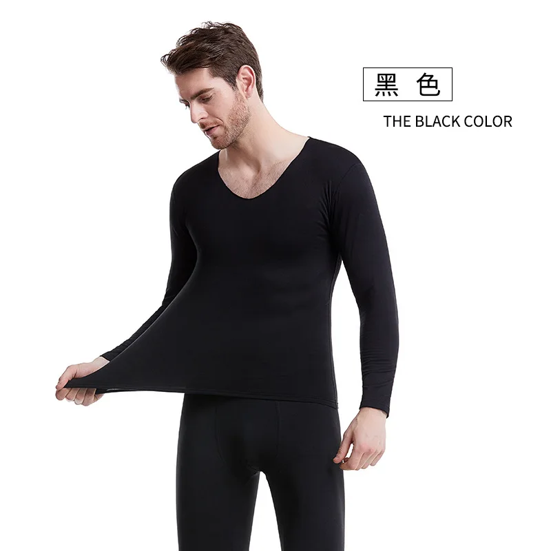 2pcs Men Thermal Underwear Long Jhons  Big Large Waist L-4XL Warm Body Clothes Set Invisible Tops Buttoms