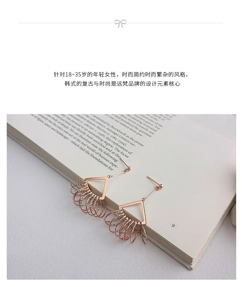 

Harlig sterling silver S925 silver rose gold color long tassel earrings for women allergy free fashion jewelry free shipping