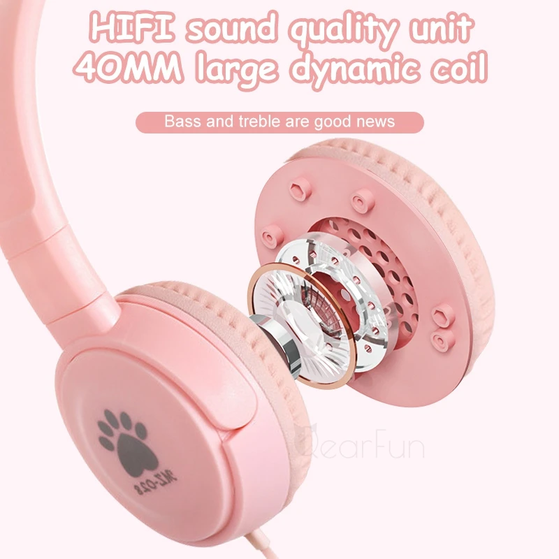 Симпатичные Проводные детские наушники с микрофоном супер 3D стерео игровая