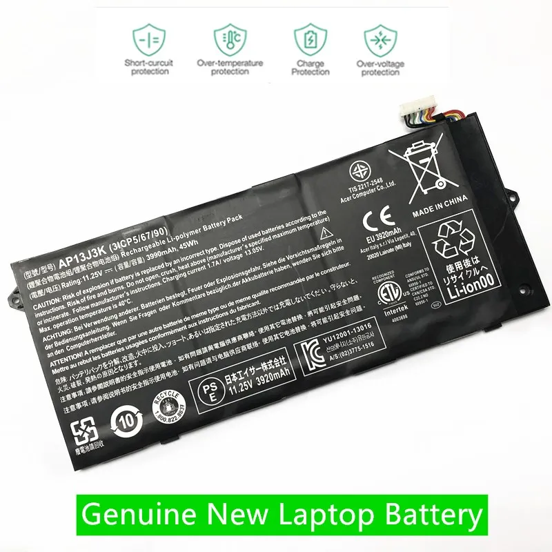 

HKFZ NEW AP13J3K 11.4V 3720 mAh Laptop Battery for Acer Chromebook 11.6" C720 C720P 3ICP5 AP13J4K AP13J3K Batteria
