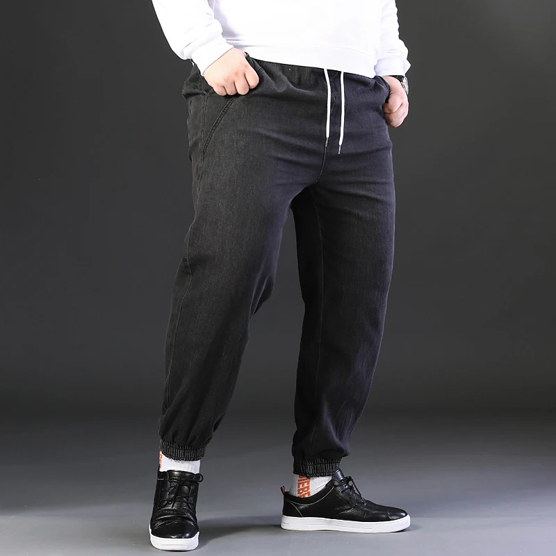 Мужские джинсы большого размера эластичные брюки в стиле хип-хоп Свободные