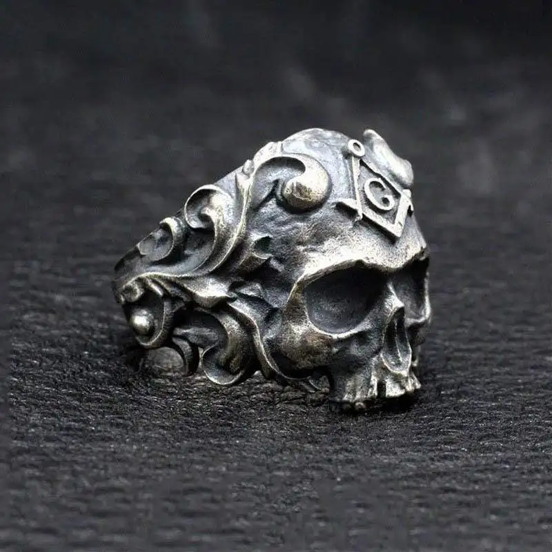 

Trendy Fashion Retro Punk Style Masonic Skull Domineering Rings Men's Popular Hip Hop Party Locomotive Accessories Jewelry