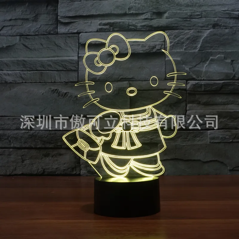 Hello Kitty 3D Night Light Colorful Touch Charging LED Visual Ambient Table Lamp | Освещение