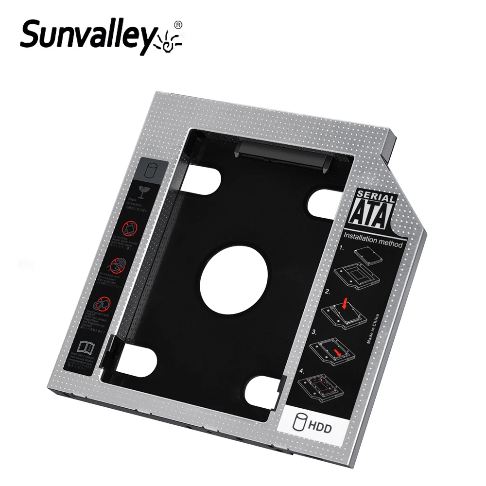 Sunvalley алюминиевый сплав и пластик 9 5 мм 2nd HDD Caddy SATA к 3 0 для ноутбука DVD/CD ROM