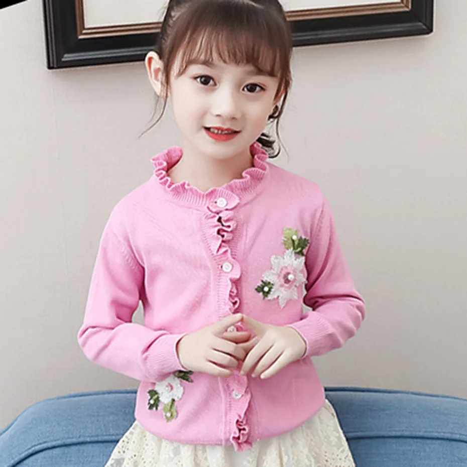 Кардиганы для девочек детские свитера с вышивкой кардиган длинными рукавами