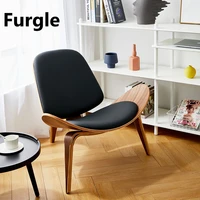 furgle wegner lounge chair palisander shell chair with tripod legs dining chair classic design black leather officerelax chairs