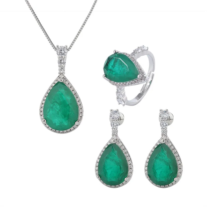 

Funmode Classic Waterdrop CZ Pendant Necklace Jewelry Sets For Women Gifts Pendientes boucle d'oreille Wholesale FS52