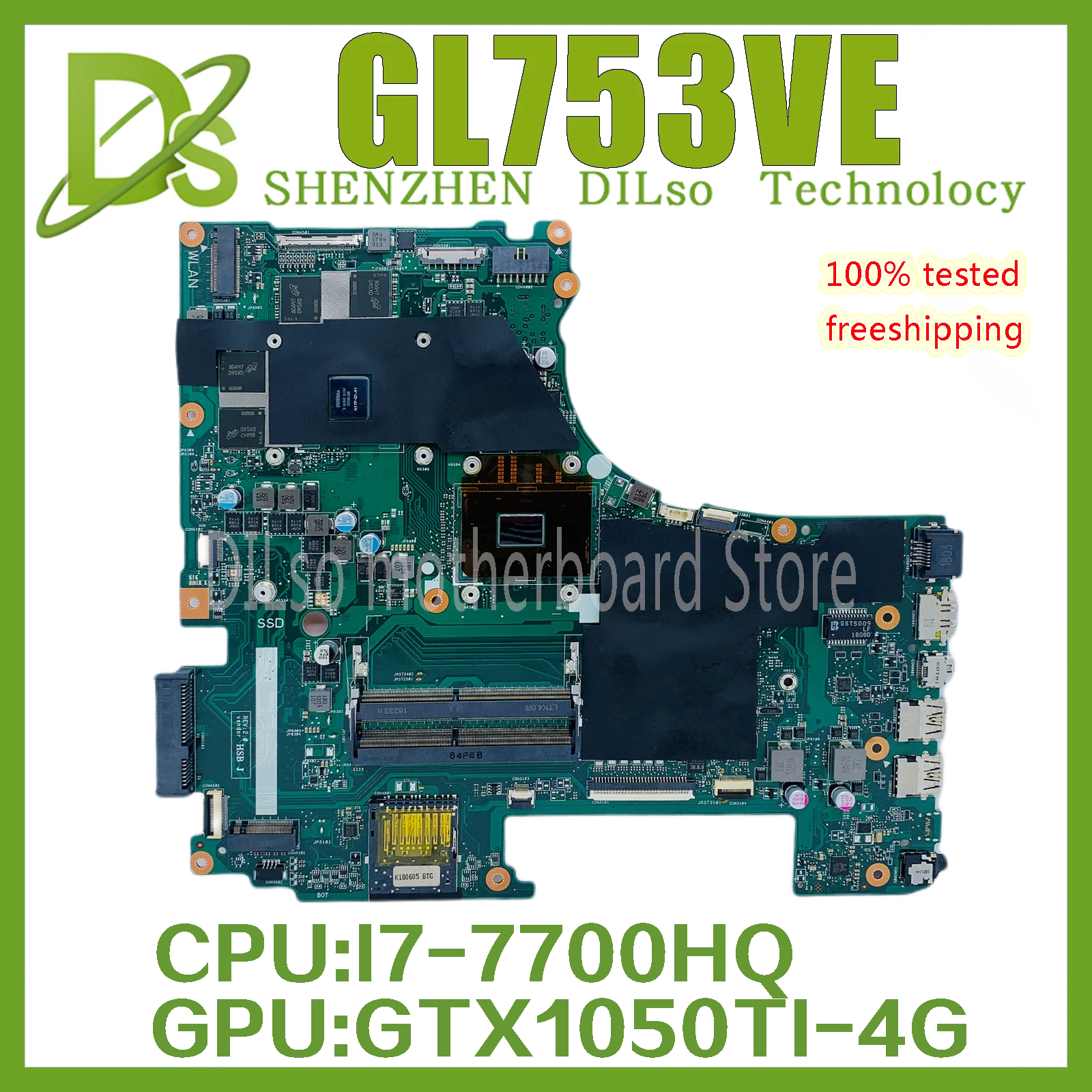 KEFU GL753VE материнская плата для ноутбука ASUS GL753V GL753VD GTX1050TI/4 Гб Видео память с I7-7700HQ ЦП