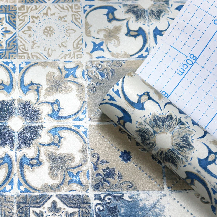 

Retro Lattice Self-adhesive Wallpaper Bedroom Decor Tile Wall Stickers Waterproof and Moisture-proof Kitchen Papel De Parede 3d