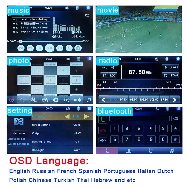 2 Din Автомобильный мультимедийный Радио Hd 7 дюймов контакт Sn стерео Bluetooth 12 В 2Din Fm Iso