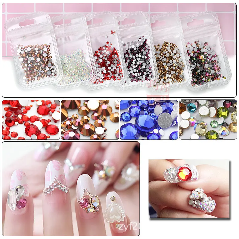 

5 Gram Mix Sizes crystal rhinestones flatback glass strass Nail Art Non HotFix Rhinestones clothing Nail Art Decorations