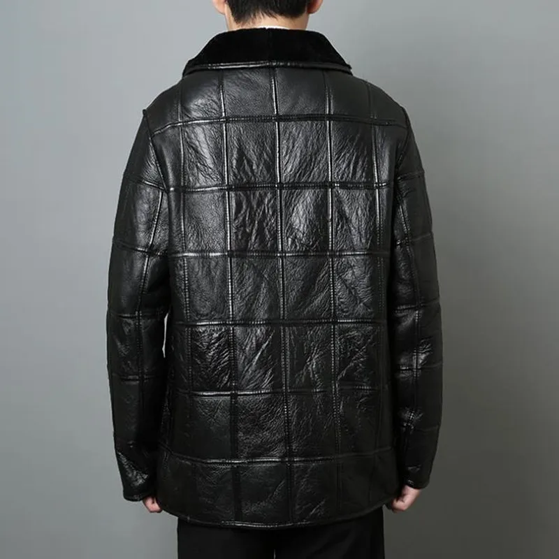 Модная теплая мужская куртка мужские клетчатые пальто с отложным воротником и