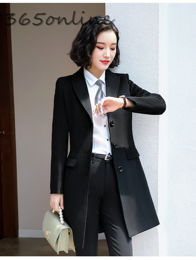 

High Quality Fabric Woolen Overcoat for Women Business Middle Long Cotton Woolen Jackets Autumn and Winter Windbreaker Outwear