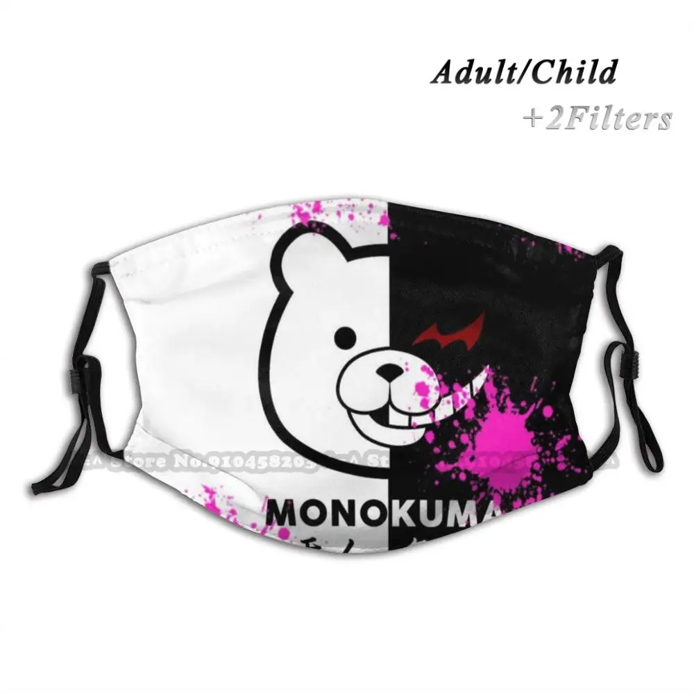 

Danganronpa Monokuma New 3D Face Mask Protective Covering Gear Washable Reusable Breathable Facemask Monokuma Danganronpa Black