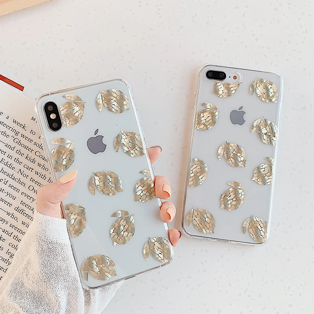 Прозрачный чехол LOVECOM с золотыми лимонами для iPhone 11 Pro Max XR X XS 7 8 Plus мягкий IMD