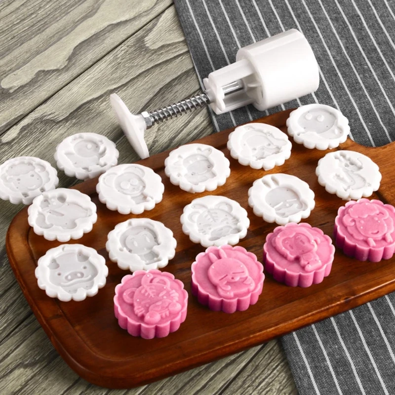 

Moon Cake Mould Mid Autumn Festival Cookie Cutter Chinese Zodiac Mooncake Stamps Dropshipping