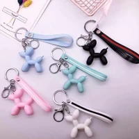 cartoon balloon dog keychain colorful soft rubber pvc lovely dog keychains for women key chain car key ring bag pendant jewelry