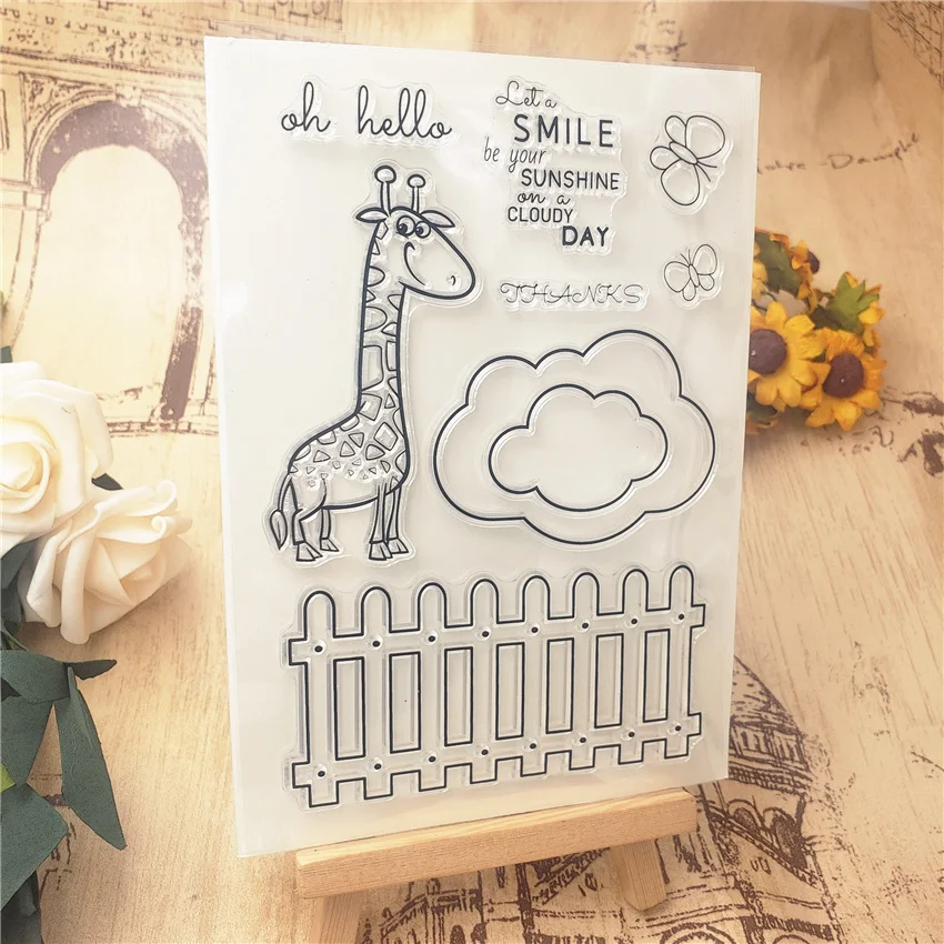 Горячая продажа Жираф Алфавит Прозрачный штамп/силиконовый валик для