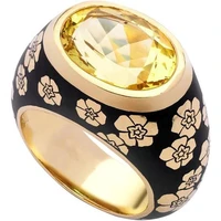 2022 trendy simple full circle sun flower enamel golden color women ring cubic zirconia ring for female jewelry accessories