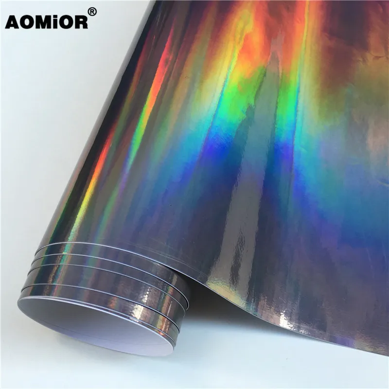 Черный Серебряный голографический Радужный хром виниловая пленка наклейка без